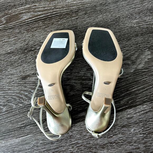 NWT Tony Bianco Gold Nappa Metallic Strappy Heels Size 7.5 Stiletto Sandals NWOB - Picture 5 of 16